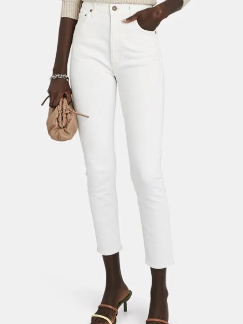Agolde- Nico High Rise Slim Fit White Jeans- Size 27